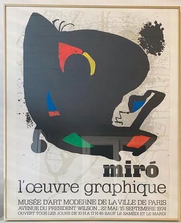 Miro tentoonstelling affiche Parijs 1974 in lijst beschikbaar voor biedingen