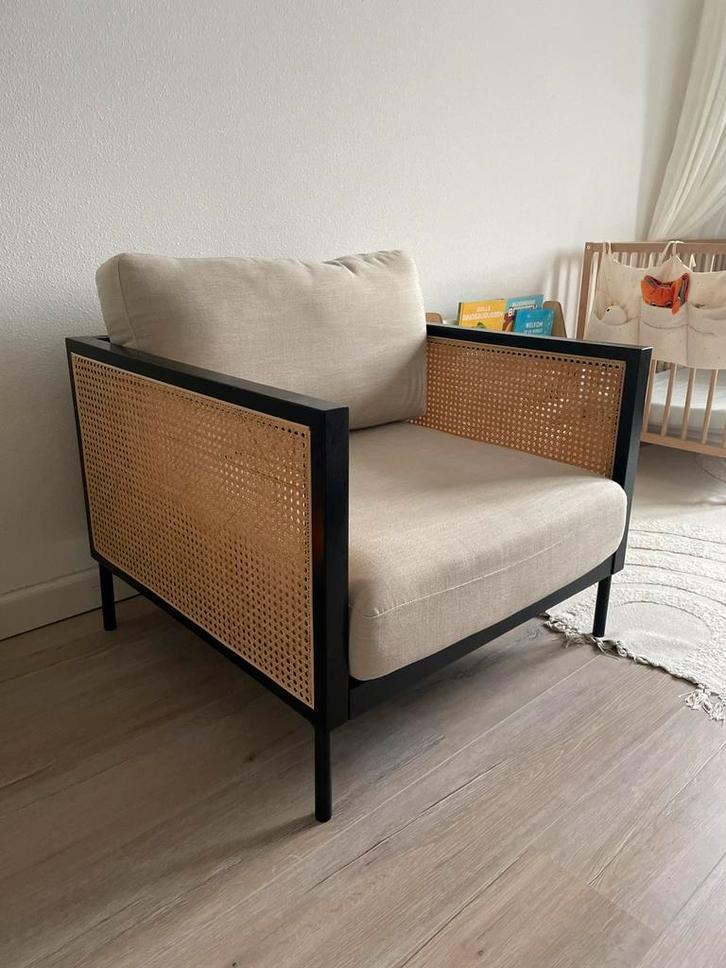 Karwei webbing fauteuil, Huis en Inrichting, Banken | Sofa's en Chaises Longues, Zo goed als nieuw, Eenpersoons, Minder dan 150 cm