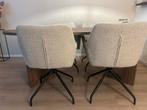 Bouclé Eetkamerstoelen Beige/Grijs, Huis en Inrichting, Gebruikt, Ophalen of Verzenden, Vier, Stof