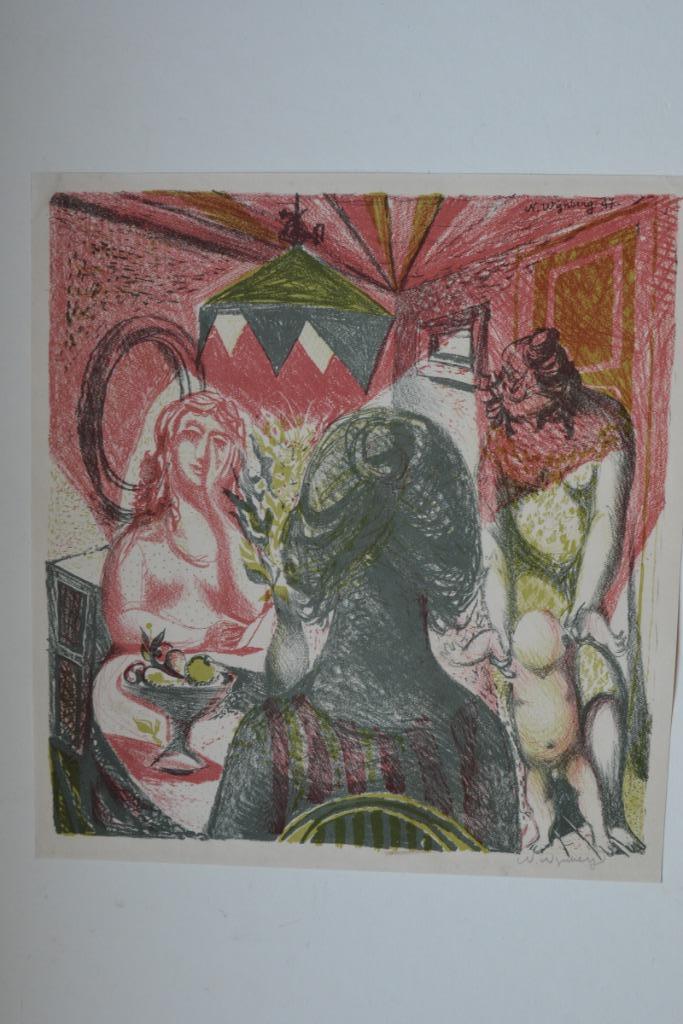 NICOLAAS WIJNBERG INTERIEUR Mooie Litho 1947 Gesigneerd SP38, Antiek en Kunst, Kunst | Litho's en Zeefdrukken, Verzenden