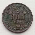 2 Ore 1897 Zweden Oude Antieke Munt Scandinavie Koning Oscar, Ophalen of Verzenden, Overige landen