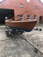 Houten zeilboot met buitenboord motor en trailer, Ophalen, Zo goed als nieuw, Minder dan 15 m²