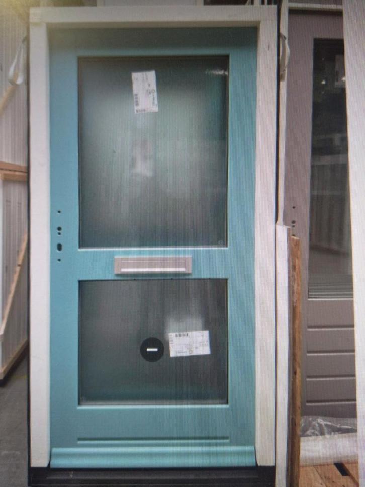 Hardhouten voordeur Kozijn, Doe-het-zelf en Verbouw, Deuren en Horren, Nieuw, Buitendeur, 200 tot 215 cm, 80 tot 100 cm, Glas