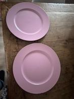2 roze ronde schalen / borden 33 cm, Ophalen of Verzenden, Rond, Schaal