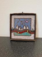 Vintage wandtegel bergen en sterrenhemel keramiek kunst, Antiek en Kunst, Antiek | Keramiek en Aardewerk, Ophalen of Verzenden