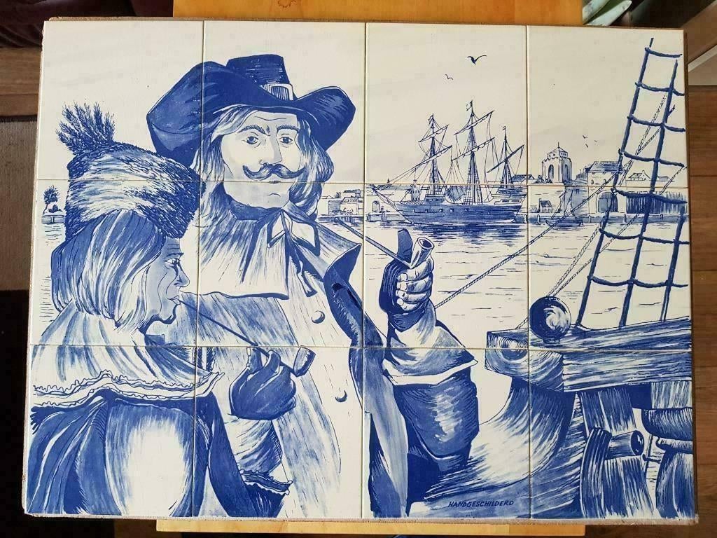 12 Tegeltjes voostelling - Handpainted, Antiek en Kunst, Kunst | Schilderijen | Klassiek, Ophalen of Verzenden