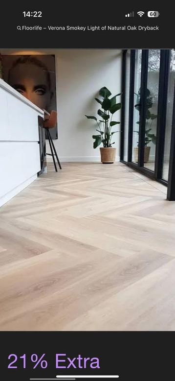 Visgraat klik pvc vloer, uitverkoop Van 46,- nu 15,- per m2 beschikbaar voor biedingen