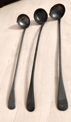 3 antieke maat lepels van tin Lengte 22 cm In prima staat, Ophalen of Verzenden