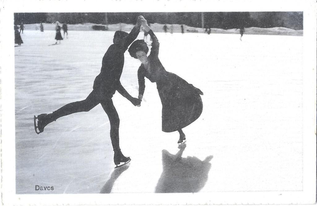 AK Davos - Kunst Schaatsers, wintersport, Verzenden, Voor 1920, Ongelopen, Overig Europa
