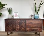 Dressoir, tv meubel, kast, mangohout met visgraat-patroon, Huis en Inrichting, Kasten | Dressoirs, Ophalen, 150 tot 200 cm, Zo goed als nieuw