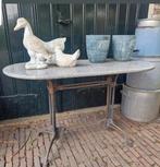 Brocante marmeren bistrotafel gietijzer, Ophalen, Zo goed als nieuw, Rond, Metaal