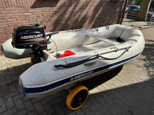 Mercury rubberboot met 4-takt Mercury motor en strandtrailer, Watersport en Boten, Rubberboten, Zo goed als nieuw, Quicksilver