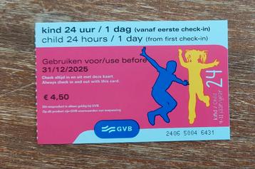 GVB kinderdagkaart Amsterdam beschikbaar voor biedingen
