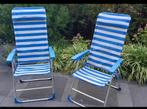 2 Campingstoelen ZGAN - Blauw/Wit Gestreept verstelbaar, Ophalen, Zo goed als nieuw, Campingstoel