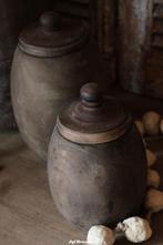 Houten voorraadpot M, houten pot met deksel, Huis en Inrichting, Woonaccessoires | Overige, Nieuw, Ophalen of Verzenden, Info@jufbrocante.nl