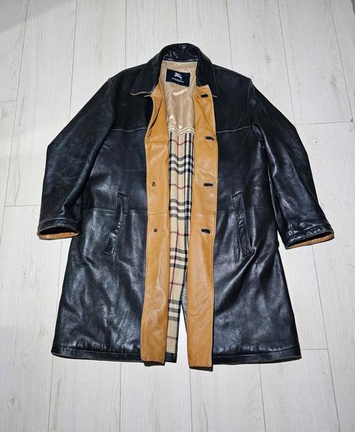 Burberry London Lederen Mantel ( origineel), Kleding | Heren, Jassen | Zomer, Gedragen, Maat 56/58 (XL), Zwart, Ophalen of Verzenden