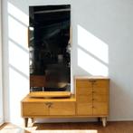 vintage kaptafel / kast met draaibare spiegel - hout, lades, Ophalen, Gebruikt, 100 tot 150 cm, Onbekend