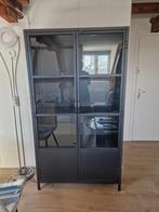 Stijlvolle zwarte vitrinekast met glazen deuren, Huis en Inrichting, Kasten | Buffetkasten, Met deur(en), 100 tot 150 cm, Ophalen of Verzenden