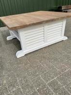 SALONTAFEL LOUVRE 4 KANT 100 X 100 CM TEAK ACTIE PRIJS, 100 tot 150 cm, Vierkant, Nieuw, Salontafel LOUVRE 4 kant 100 x 100 cm. Teak blad Actie prijs