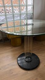 Glazen Bijzettafel met Marmeren Voet 85cm, Antiek en Kunst, Antiek | Meubels | Tafels, Ophalen