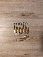 6 Kleine Lange Hangslotjes, Doe-het-zelf en Verbouw, Hang- en Sluitwerk, Ophalen, Gebruikt, Koper of Messing, Slot