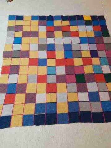 Vintage granny woondeken gehaakt patchwork 215/205 beschikbaar voor biedingen