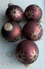 5 Retro bruine glazen kerstballen, Ophalen of Verzenden