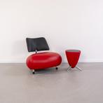 2x Leolux Set Pallone + TamTam Rood/Zwart Leer - Bloemmotief, 75 tot 100 cm, Ophalen of Verzenden, Zo goed als nieuw, Metaal
