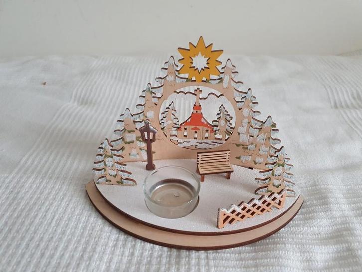 houten kerstversiering 'Schwibbogen' met waxinelichtje, Diversen, Kerst, Nieuw, Ophalen of Verzenden