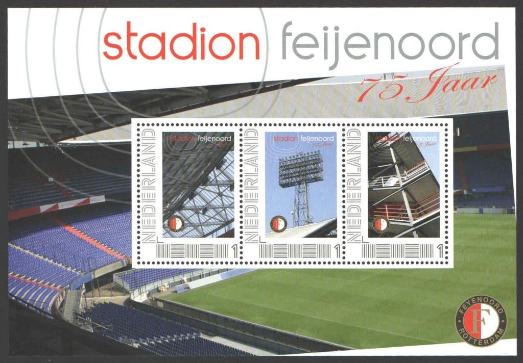 Postzegels Stadion Feijenoord, De Kuip 75 Jaar, Ophalen of Verzenden, Na 1940, Postfris