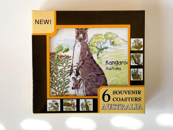 I ❤️ Australia Animals Coasters: 6 Souvenir Onderzetters, Huis en Inrichting, Woonaccessoires | Onderzetters, Nieuw, Glas of Kopje