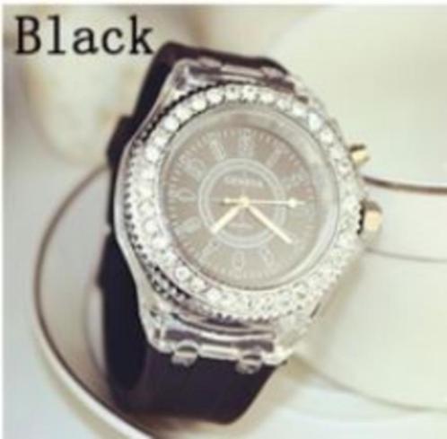 Stijlvol 7 kleuren LED horloge - zwart  [Box A - 112], Sieraden, Tassen en Uiterlijk, Overige Accessoires, Nieuw, Ophalen