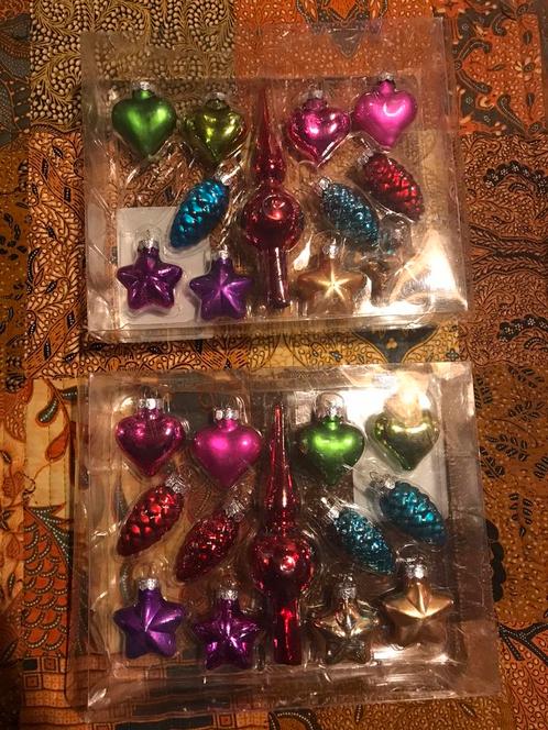 2 setjes piek ballen kerst kleur hart ster mini klein boom, Diversen, Kerst, Gebruikt, Ophalen of Verzenden