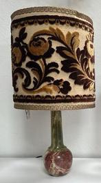 Grote vintage lamp groene natuursteen voet velours kap, Ophalen of Verzenden, Gebruikt, Minder dan 50 cm