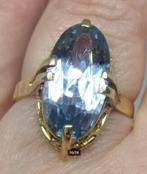 Zeldzame gouden Art Deco ring met grote blauwe Topaas, Sieraden, Tassen en Uiterlijk, Antieke sieraden, Verzenden, Goud, Ring