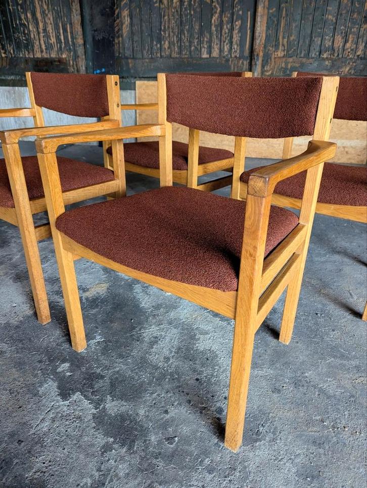Set van 8 eiken vintage eetstoelen, Borge Mogensen Denemarke, Huis en Inrichting, Stoelen, Gebruikt, Vijf, Zes of meer stoelen