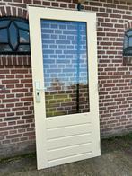 Hardhouten achterdeur 87,7x196,3cm., Ophalen, 80 tot 100 cm, Minder dan 200 cm, Glas