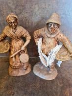Vintage / retro Franse houtsnijwerk visser man en vrouw, Antiek en Kunst, Ophalen of Verzenden