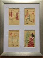 Charles Kiffer, 4 gouache tekeningen, o.a. flamenco dansers, Ophalen of Verzenden
