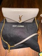 YSL croc-effect leather wallet on chain, Ophalen of Verzenden, Gebruikt, Zwart, Schoudertasje
