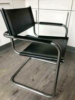4x Vintage Mart Stam Breuer S34 buisframe stoel zwart leer, Vintage Bauhaus design, Vier, Leer, Ophalen of Verzenden