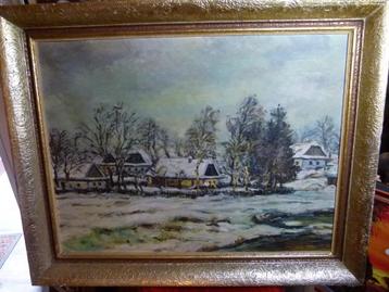 antiek winterlandschap Tsjechie canvas op paneel beschikbaar voor biedingen