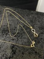 14 karaats gouden ketting met infinity en hart hanger, Sieraden, Tassen en Uiterlijk, Kettingen, Nieuw, Goud, Goud, Ophalen of Verzenden