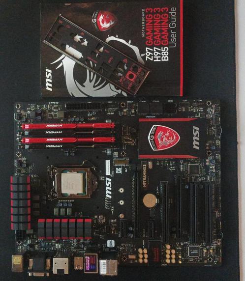 MSI H97 Gaming 3 - E3-1240v3 (i7-4770 vergelijkbaar) - 32gb, Computers en Software, Moederborden, Gebruikt, Intel, DDR3, Ophalen of Verzenden