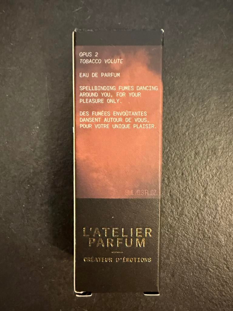 L’Atelier Parfum Tobacco Volute 8ml!, Sieraden, Tassen en Uiterlijk, Ophalen of Verzenden, Zo goed als nieuw