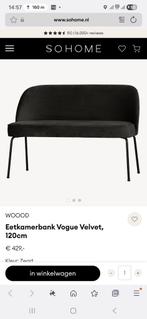 Zwarte Velvet (eetkamer) bank, Voque van Woood, Huis en Inrichting, Banken | Sofa's en Chaises Longues, Ophalen, Zo goed als nieuw
