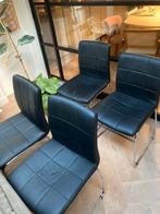 Zwarte nep leren eetkamer stoelen, Huis en Inrichting, Stoelen, Ophalen of Verzenden, Zo goed als nieuw, Zwart, Vier