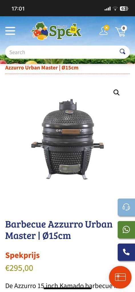 BBQ AZZURRO URBAN MASTER 15 inch, Tuin en Terras, Houtskoolbarbecues, Nieuw, Ophalen