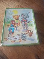 Vintage Kinderpuzzel - Dieren op de fiets, Ophalen of Verzenden, Meer dan 50 stukjes, Gebruikt, 4 tot 6 jaar