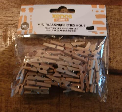 Xenos Houten Mini Wasknijpertjes, 50 stuks  |  NIEUW, Hobby en Vrije tijd, Knutselen, Nieuw, Materiaal, Ophalen of Verzenden